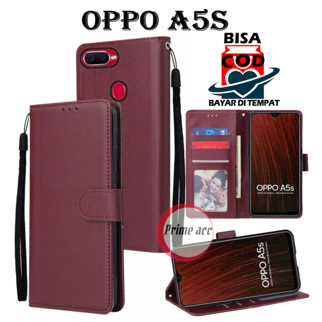 flip case wallet OPPO A5S flip cover premium  casing dompet handphone