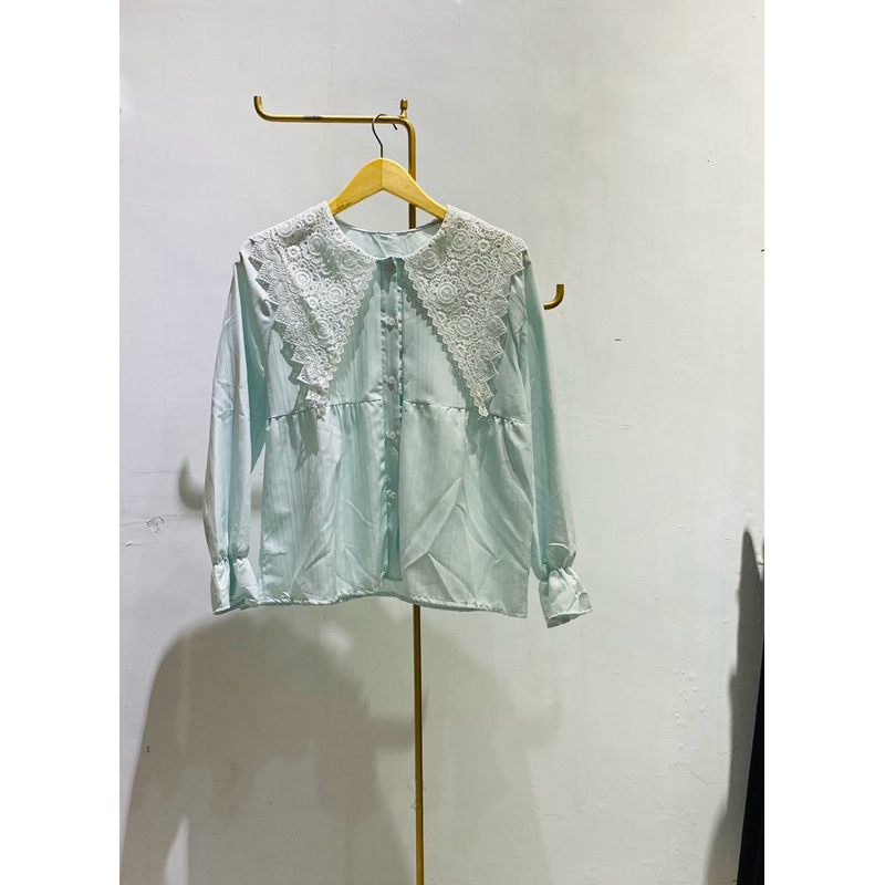 Mucize - Kemeja Bordir Kerah Import Blouse Premium Baby Doll Free Size