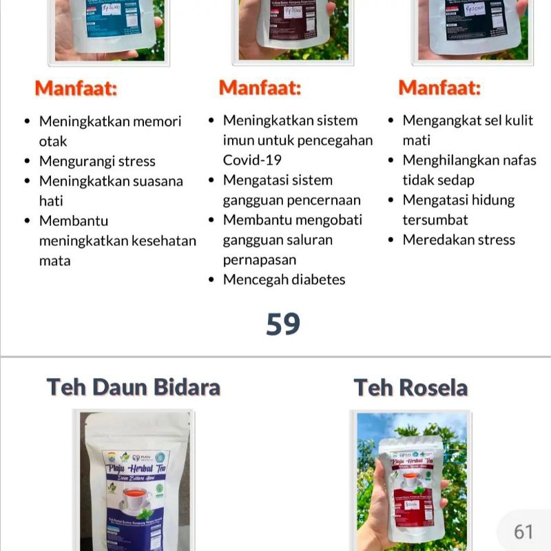 

TEH CELUP HERBAL BUNGA TELANG BUNGA ROSELLA HERBAL TEA DAUN BIDARA DAUN SAMBILOTO DAUN MINT