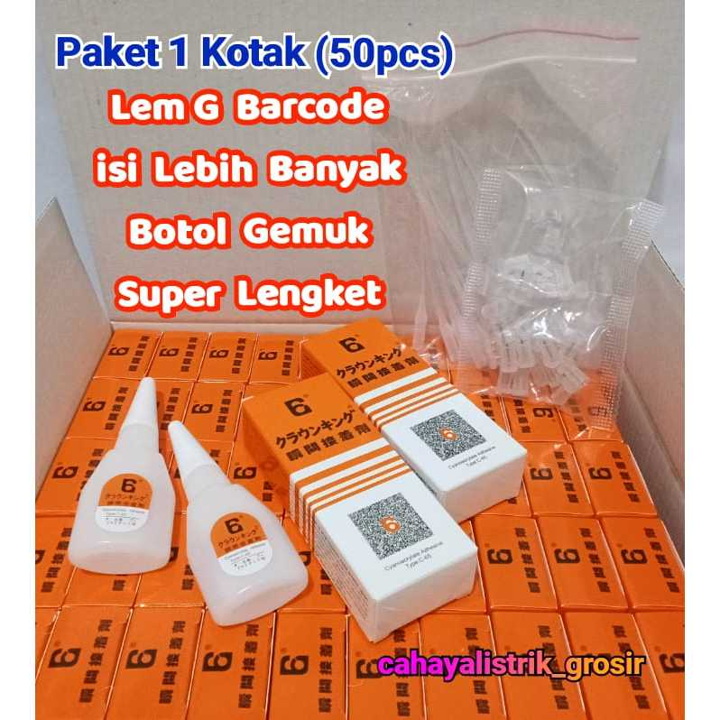 

Lem G Barcode isi Lebih Banyak Botol Gemuk Paket Per Kotak isi 50 Pcs/ Lem Serbaguna Lem Korea Lem G Barcode