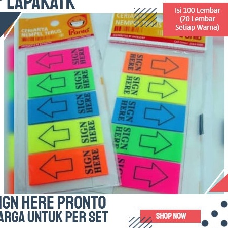 

SPESIAL DISCOUNT Sticky Note SIGN HERE PRONTO PER SET