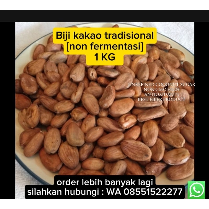 Biji kakao kering 1 KG / Biji coklat kering 1 KG 100% Original hasil kebun sendiri non fermentasi