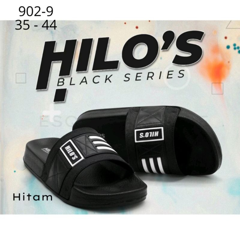 Sandal Selop Slide Cowok Remaja / Pria Full Hitam 902