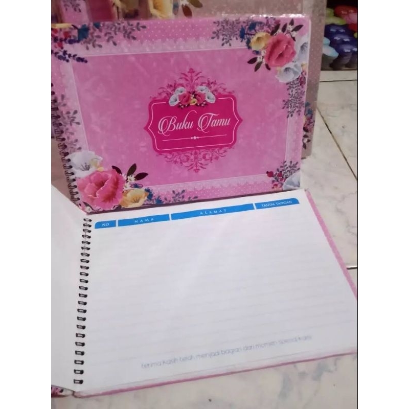 

1 pasang buku atau 2 pcs buku tamu cantik motif bunga