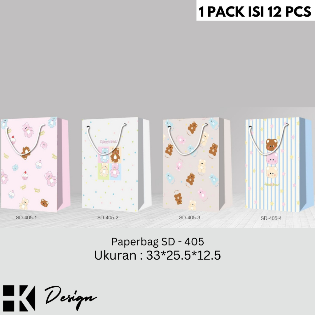 

[SD-405 L 12 PCS] PAPERBAG MOTIF UKURAN 43X30X12 TAS KADO ULANG TAHUN GOODIE BAG MOTIF