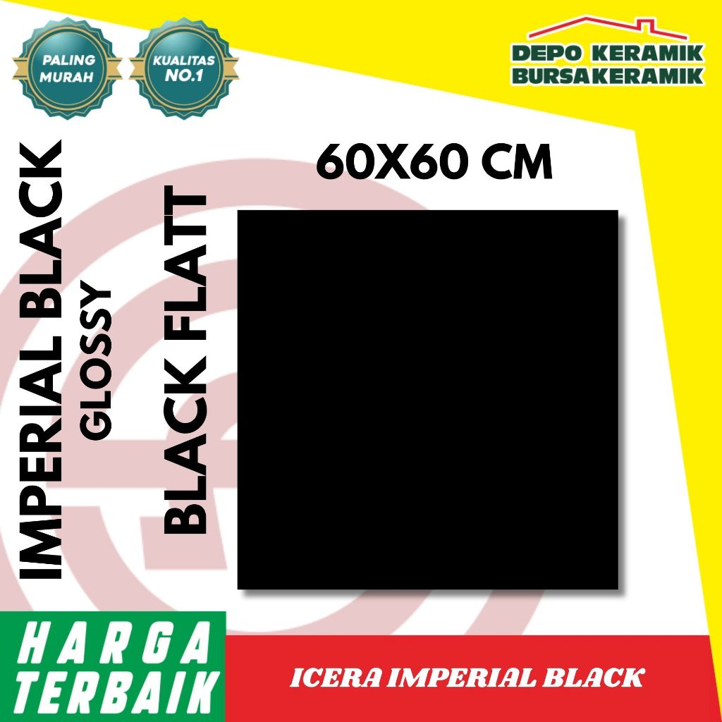 GRANIT HITAM POLOS GLOSSY 60X60 ICERA IMPERIAL BLACK