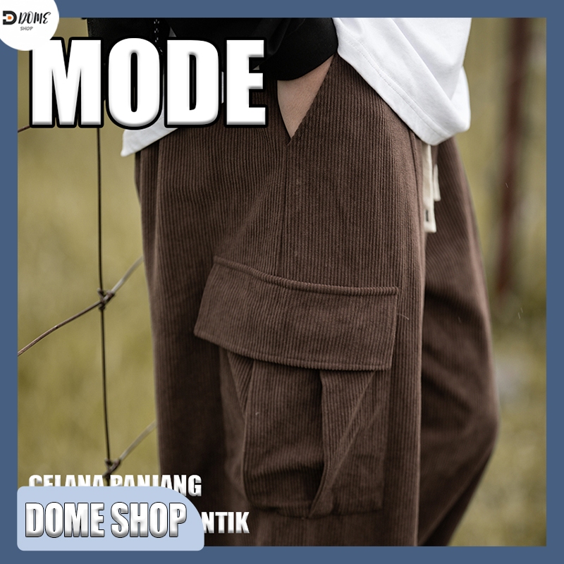 Celana kasual pria Celana panjang corduroy pria Celana hitam longgar Celana panjang longgar pria Cel