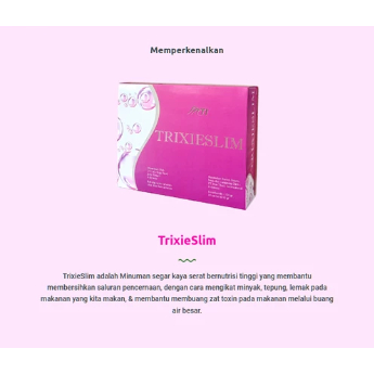 

TrixieSlim Best Fiber Drink, Membantu Menurunkan Berat Badan, dan Kaya akan Antidioksidan.