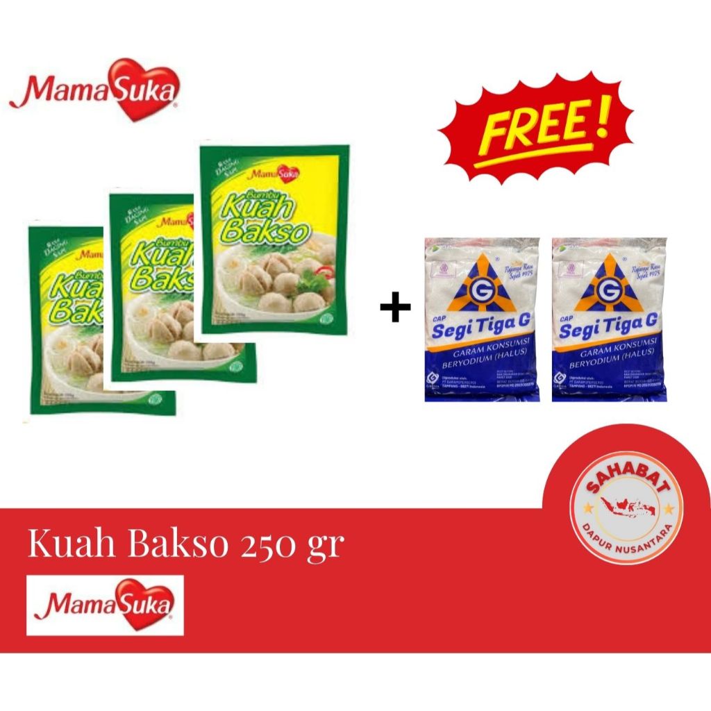 

[GRATIS 2 BKS GARAM] Bumbu Kuah Bakso 250 gr [3 PCS]