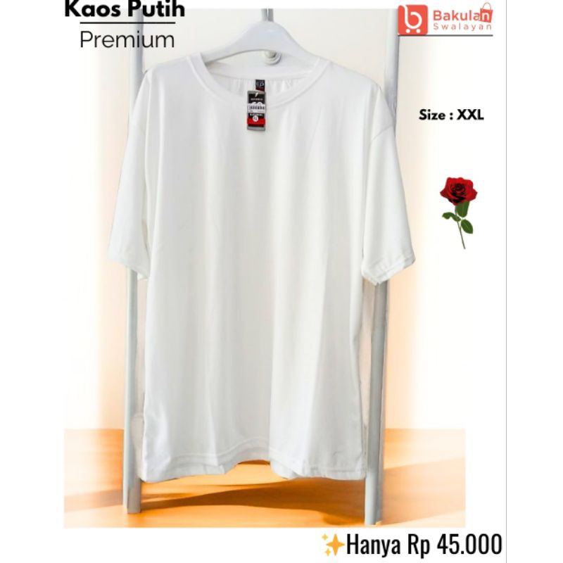 Termurah kaos putih Jumbo lengan pendek -Tebal & tidak menerawang