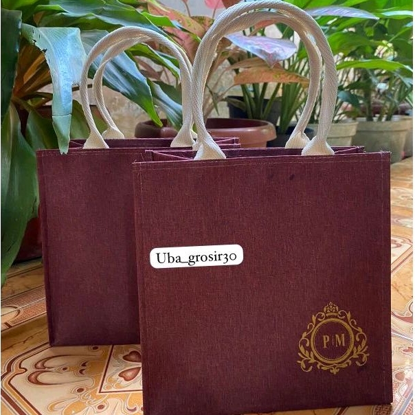 Custtom Sablon Tas hampers pernikahan l