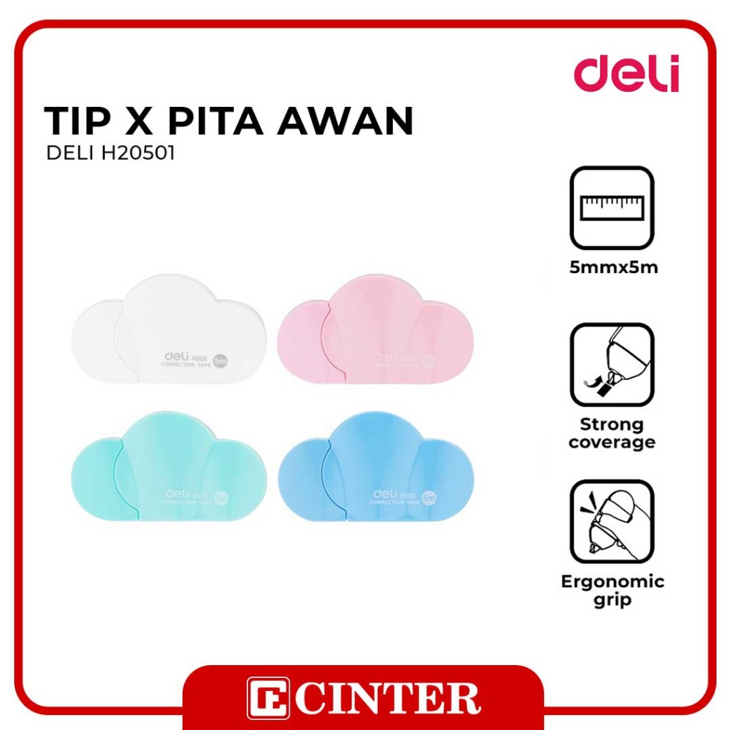 

DELI - CORRECTION TAPE MINI / PITA KOREKSI / TIP EX ROLL EH20501 UKURAN 5MMX5M