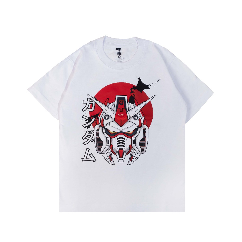 KZN Baju Kaos Distro Anak Gundam Katun Putih Sablon Gundam