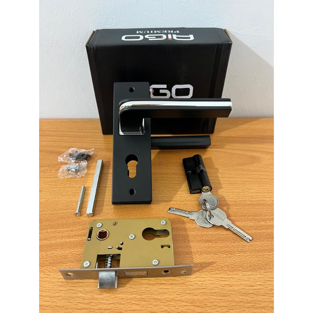 HANDLE PINTU 1SET/GAGANG PINTU RUMAH KOMPLIT/SET HANDLE PINTU PREMIUM MINIMALIS BLACK