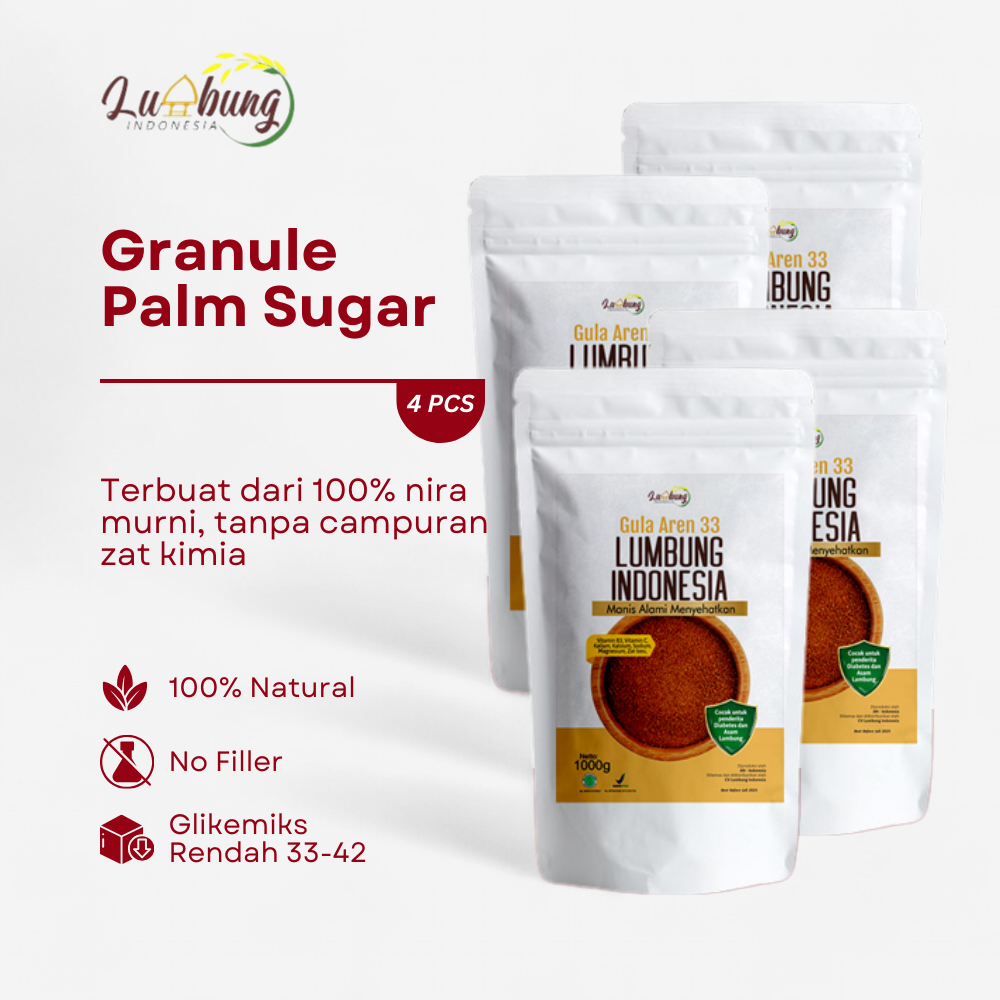 

Lumbung Indonesia Gula Aren 33 Paket Hemat 1kg - Bundel 4 pcs, Lebih Banyak, Lebih Hemat