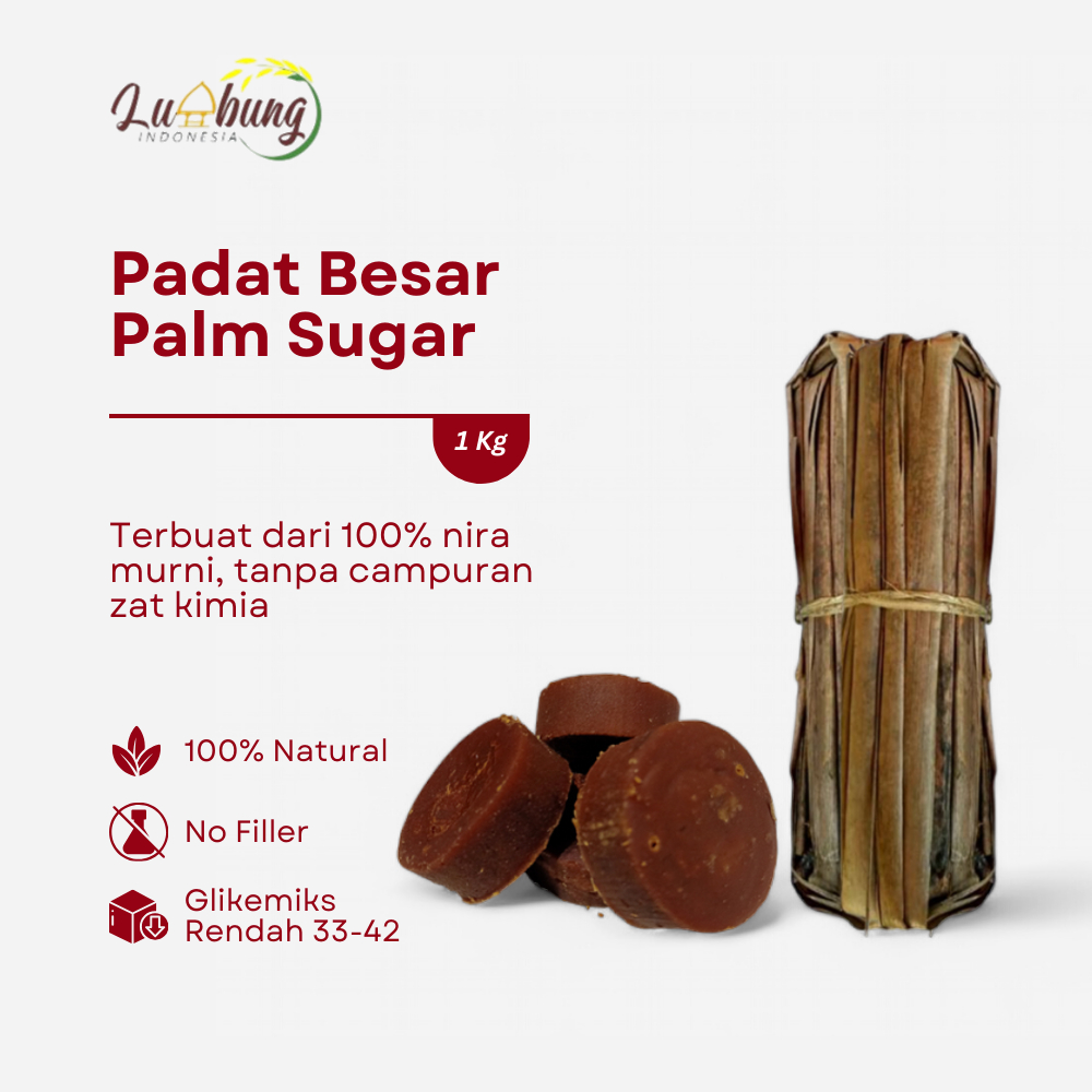 

Lumbung Indonesia Gula Aren 33 Padat Kawung Besar 1kg - Brown Sugar Gula Sehat untuk Setiap Hidangan