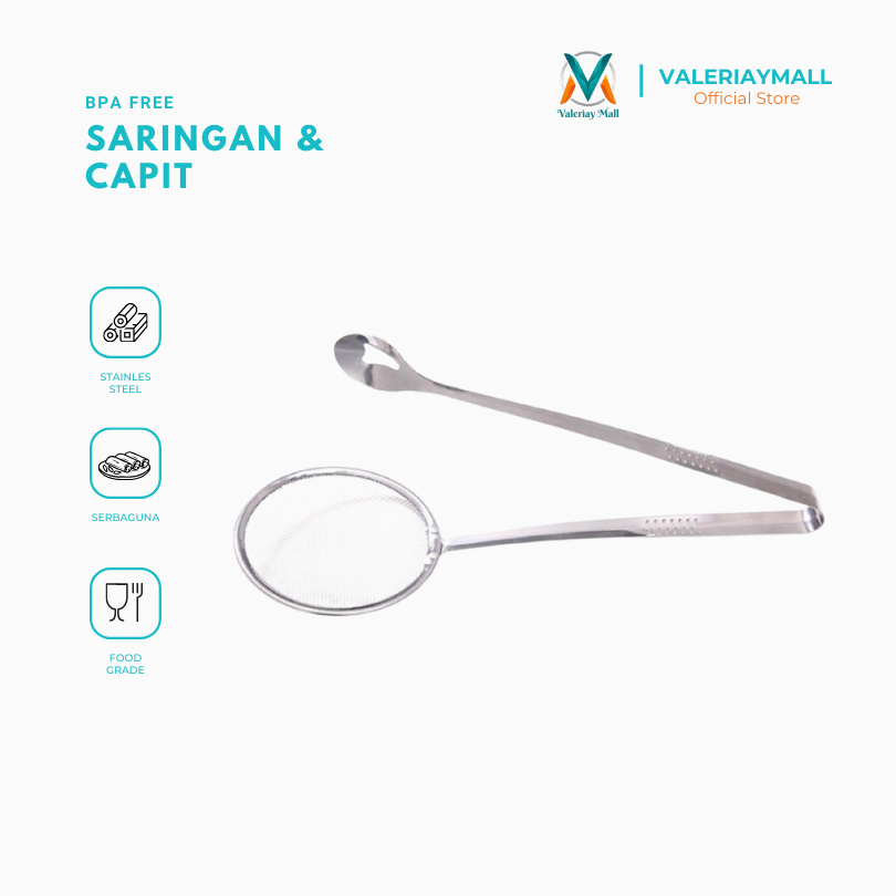 Capitan Jepitan Gorengan Stainless 2 in 1 Tirisan Minyak Ikan Daging Valeriay Mall