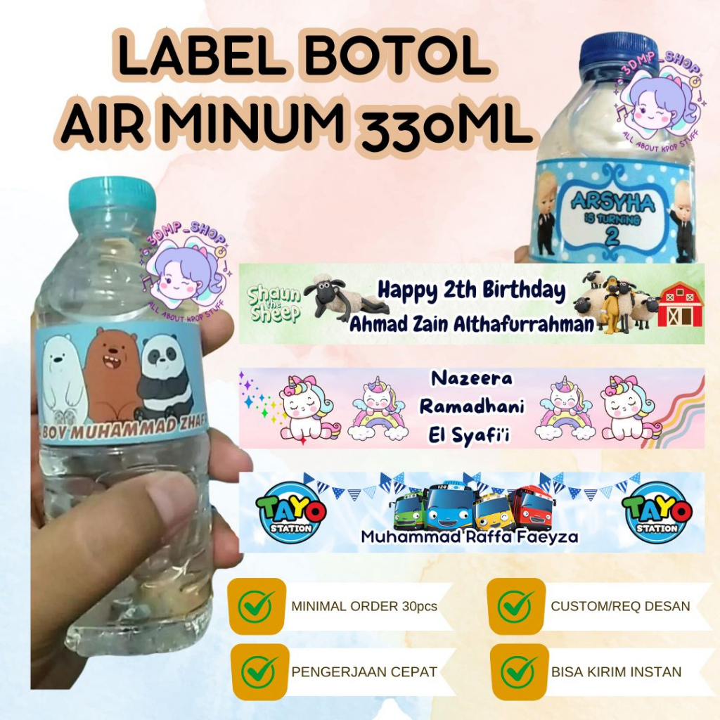 

CETAK STIKER LABEL BOTOL MINUM 300ML SUSU KOTAK 190 ML