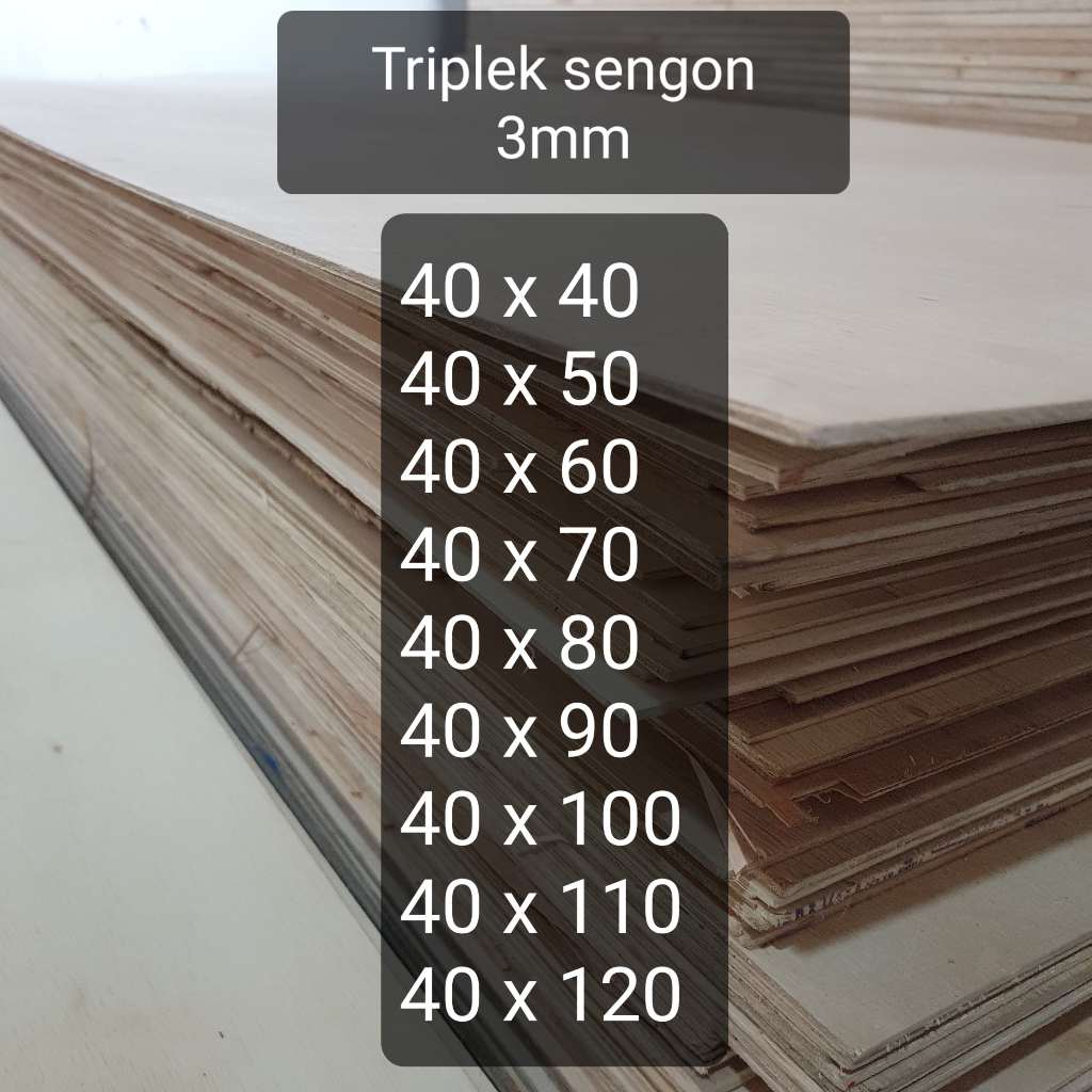 Triplek custom sengon 3mm plywood multiplek halus 2 sisi lebar 40 cm