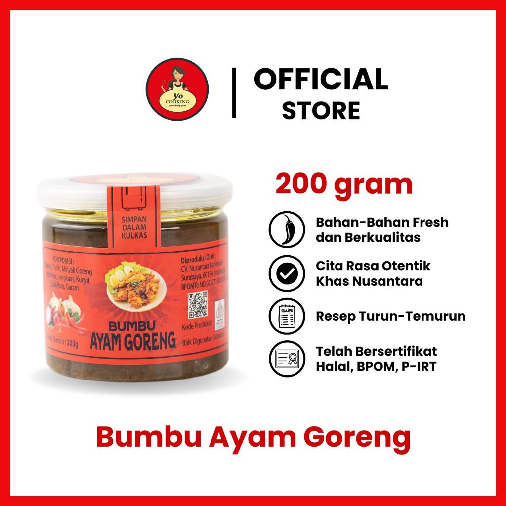 

YO COOKING BERAT 200 gram - Bumbu Masak Ayam Goreng yocooking -BPOM- Bumbu Instan - Bumbu Praktis - Mantap Medok enak nampol - Rasa enak- Bumbu viral - Bumbu dapur - Masak sat set
