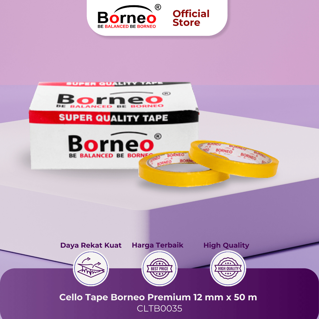

Borneo Isolasi Selotip Solatip Cello Tape Borneo Kualitas Tinggi 12 mm x 50 m