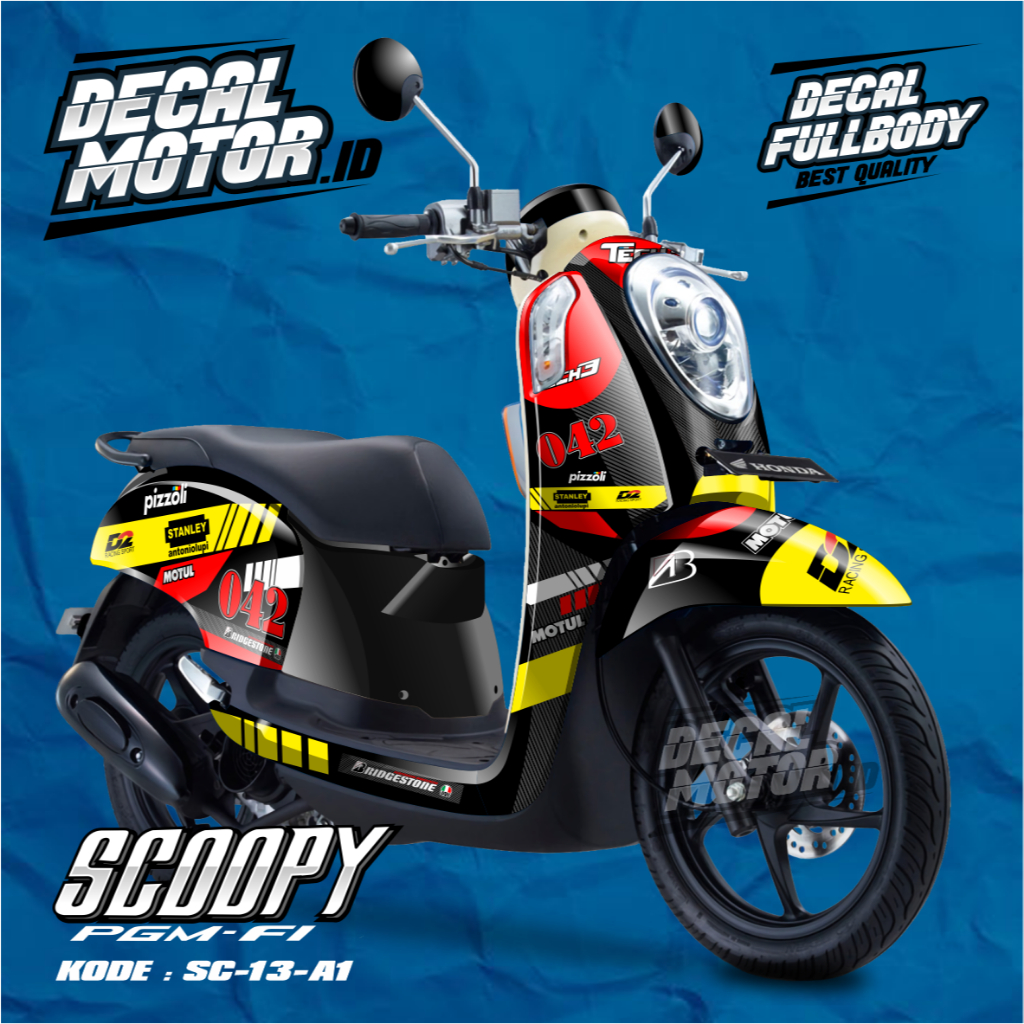 Stiker Decal  Scoopy PGM FI Full Blok Fullbody - Dekal Striping Setiker Scopy FI tahun 2014 2015 201