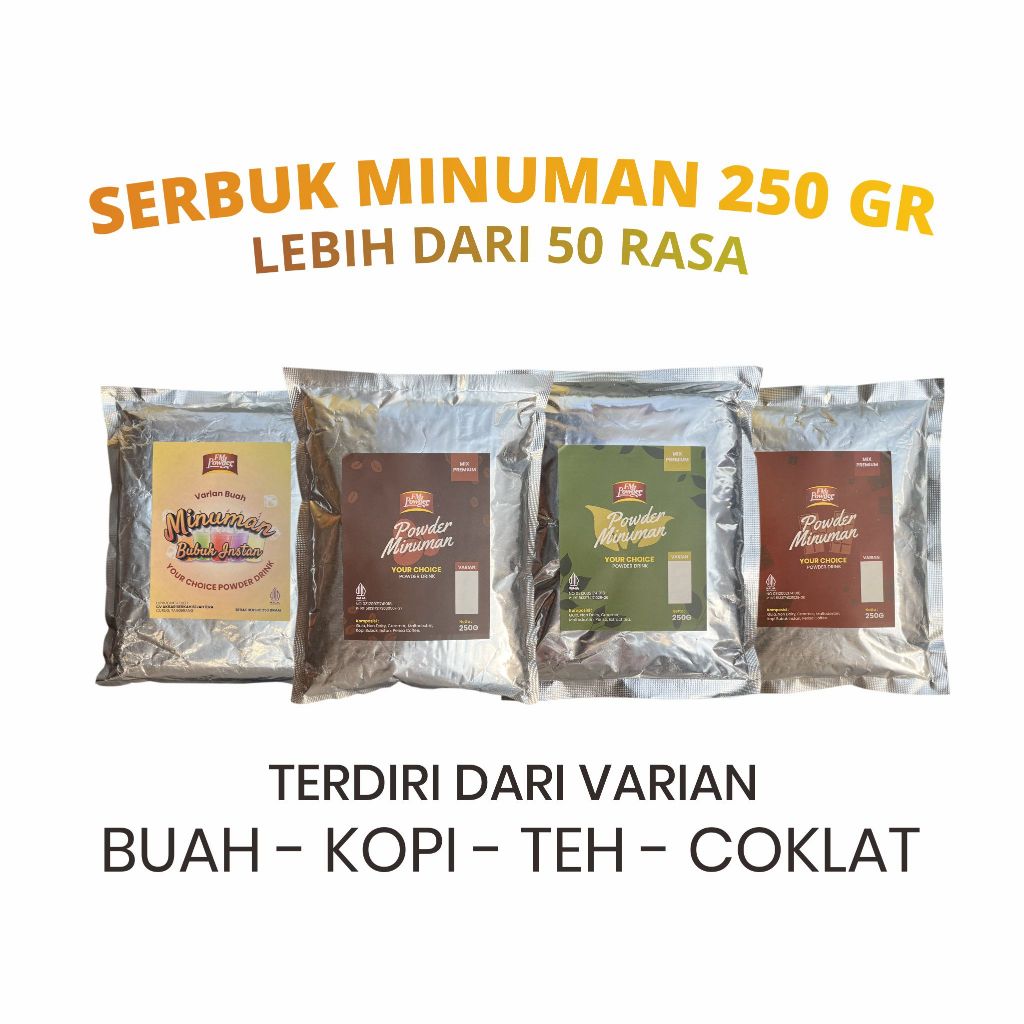 

FM POWDER 250 GRAM - BUBUK MINUMAN PREMIUM BUBUK MINUMAN RASA BUBUK MINUMAN BOBA BUBUK MINUMAN