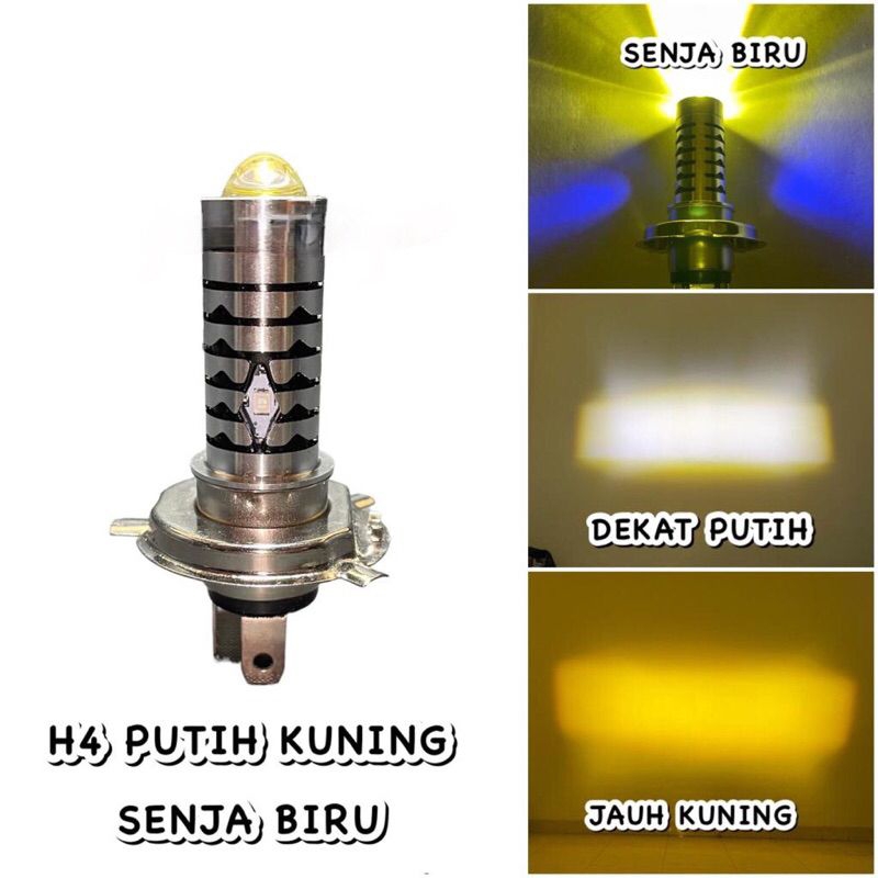 LAMPU LED MOTOR H4 LASER 2 WARNA