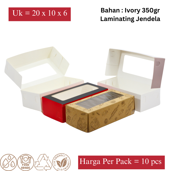 

Box Kardus Kue / Roti / Serbaguna 20x10x6 Bahan Berkualitas Laminating Doff ( 10 PCS )