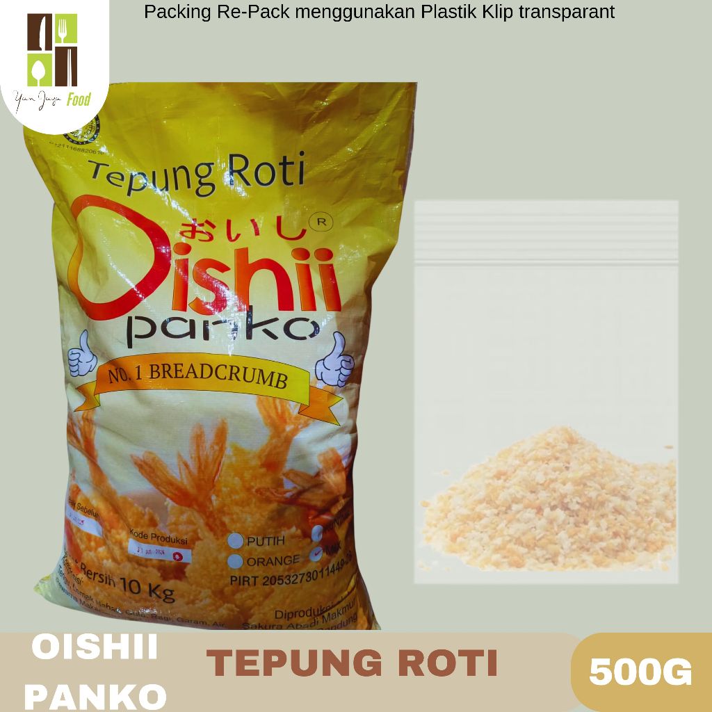 

Oishii Panko / Tepung Roti / Mix Breadcrumb / Tepung Panir / Tepung Mix / Campur / Kemasan Re-pack 500G