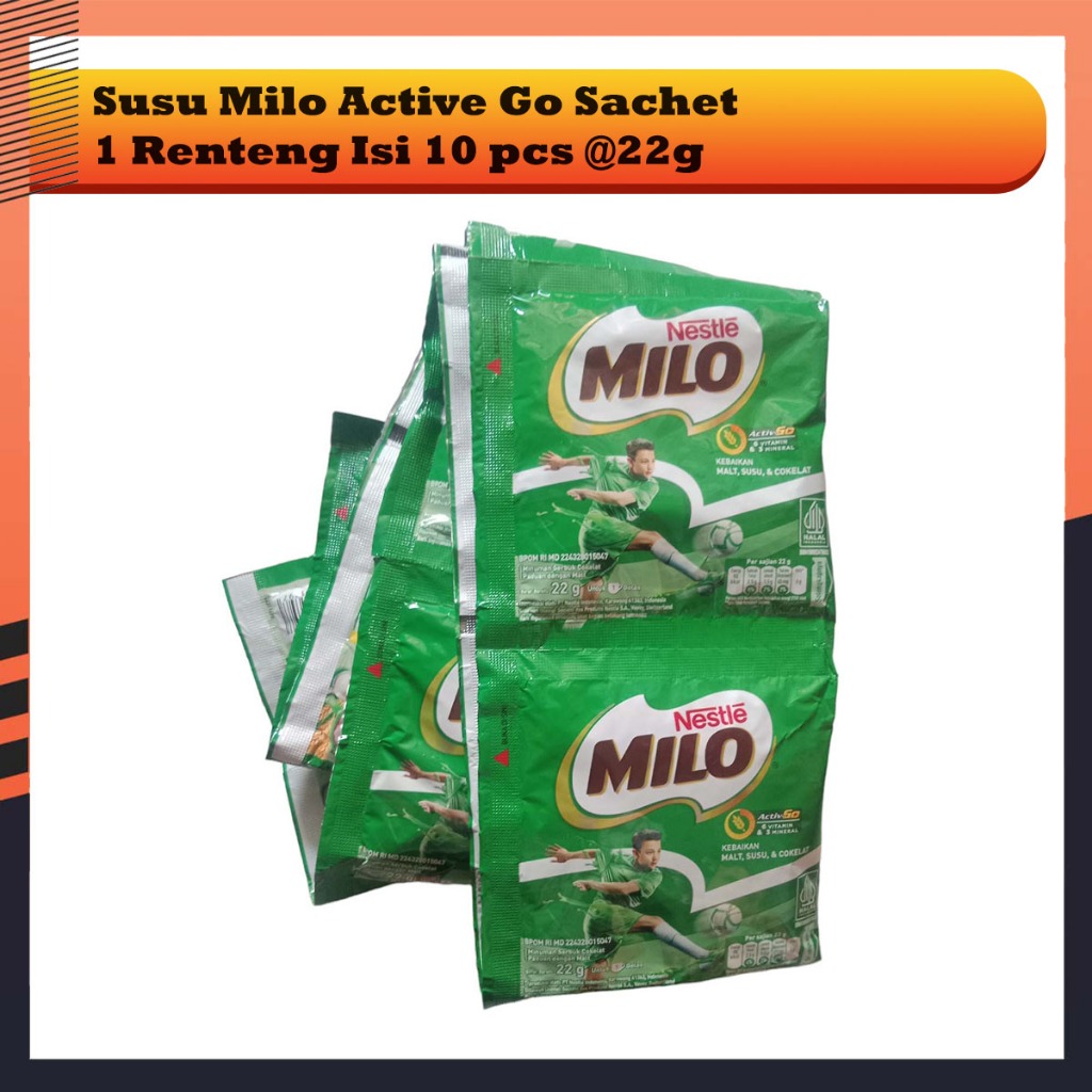 

Susu Milo Active Go Sachet @22gr 1 Renteng Isi 10 Sachet