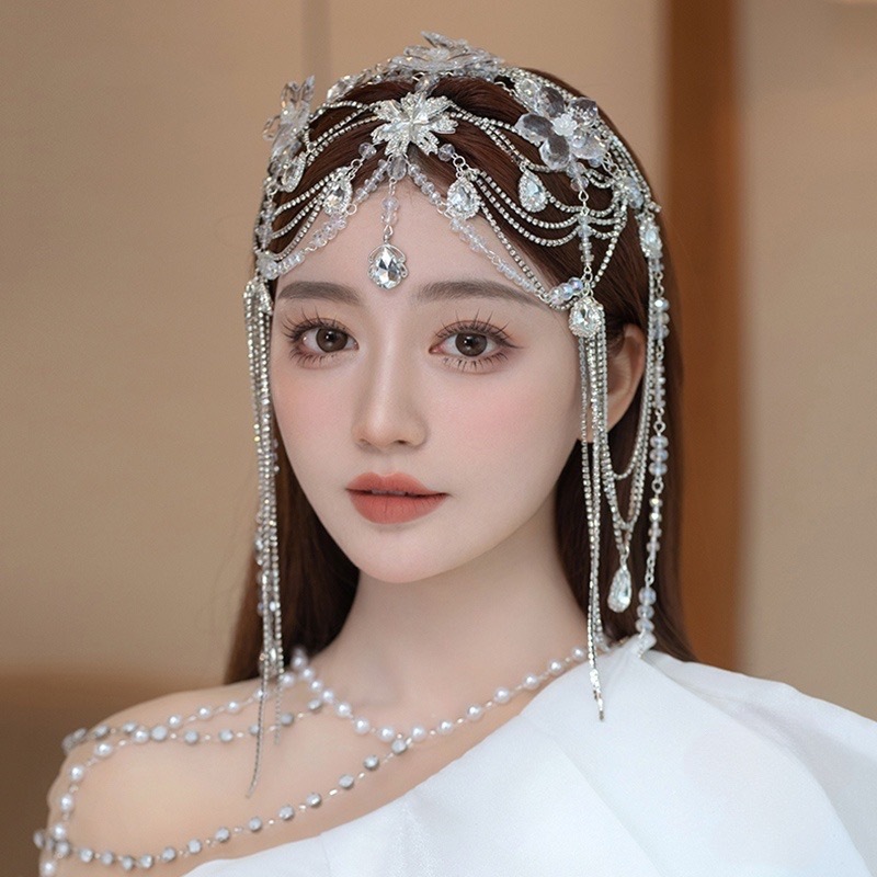 Hiasan Dahi Kepala Aksesoris Rambut dengan Mutiara untuk Pesta Pernikahan