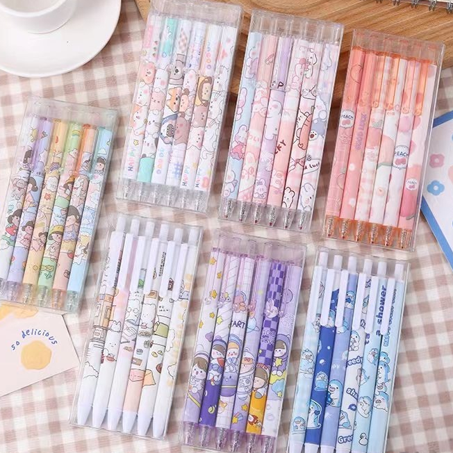 

Pulpen Gel 6 Pcs / 0.5mm Pen Gel / Pena / Pena Gel Pola Lucu / Pulpen Mekanik / Kartun Pen / Bolpoin Gel / Bulpen 1 Pack School Alat Tulis barang aesthetic