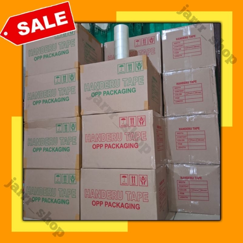 

1 DUS LAKBAN BENING 45MM × 100 YARD HANDERU TAPE UKURAN JUJUR SOLATIP SOLASI TRANSPARAN HARGA PROMO!