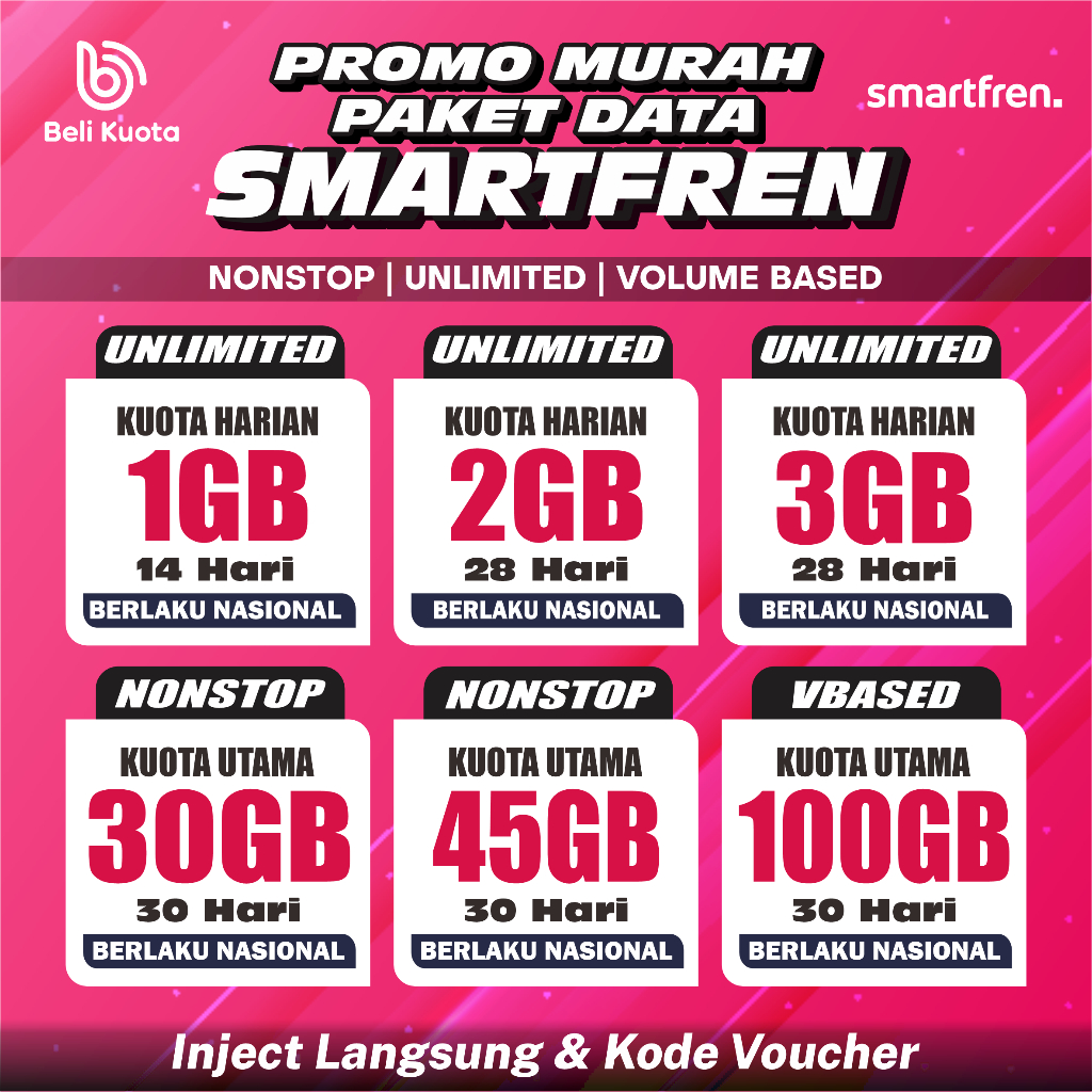 TERMURAH KUOTA SMARTFREN 6GB 30GB 100GB / VOUCHER SMARTFREN UNLIMITED NONSTOP / PAKET DATA SMARTFREN