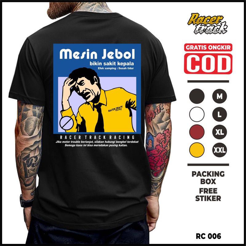 Kaos Mesin Jebol Pria Lengan Pendek Baju Atasan Mesin Jebol Distro Original Unisex