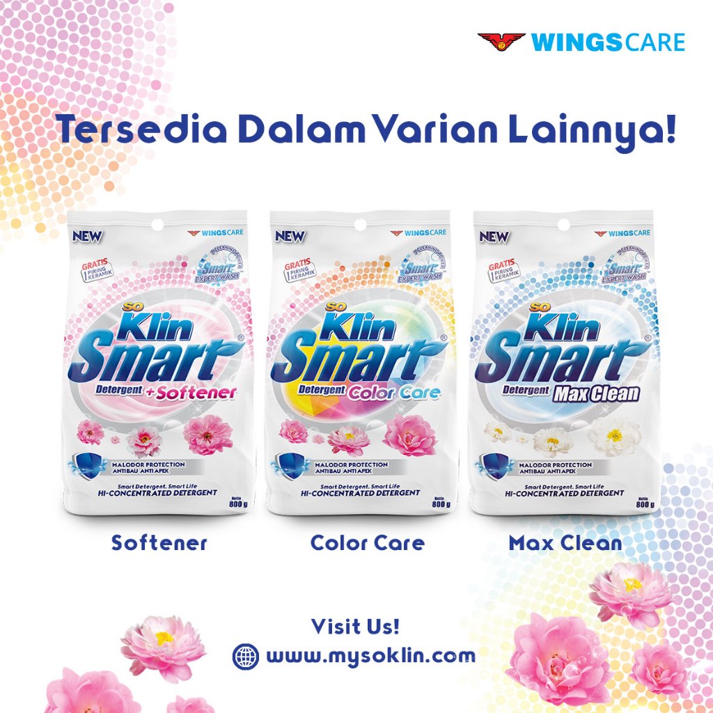 Soklin Smart  Powder Detergent / Deterjen Bubuk 725gr *GRATIS PIRING KERAMIK*