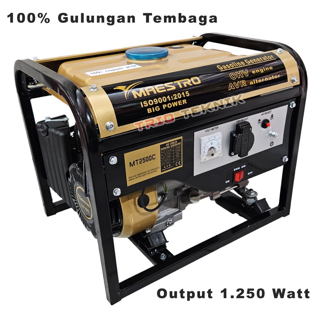 Mesin Genset Bensin 1250 Watt 4 Tak Generator Listrik Maestro MT2500C