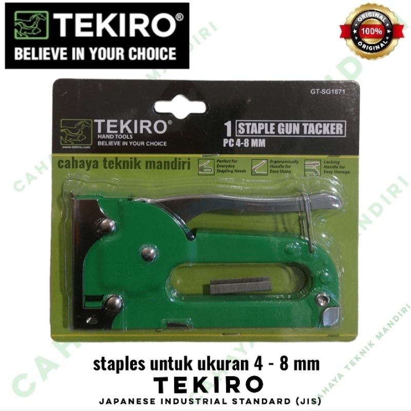 

TEKIRO GT-SG1671 staple gun / staples standar ukuran 4 - 8 mm / alat tembak staples bisa untuk jok motor dan kayu