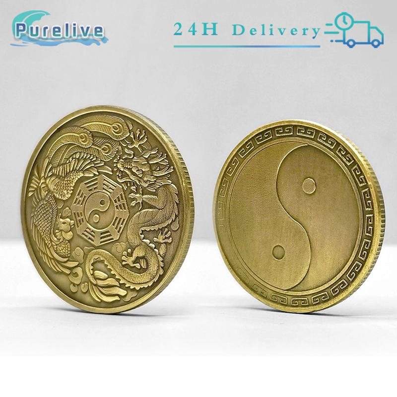 Koin Kuno Naga Phoenix Naga Cina Phoenix Tai Chi Koin Feng Shui