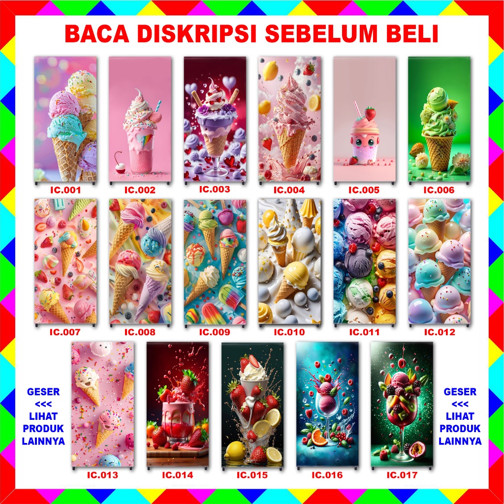 STIKER KULKAS MOTIF ICE CREAM