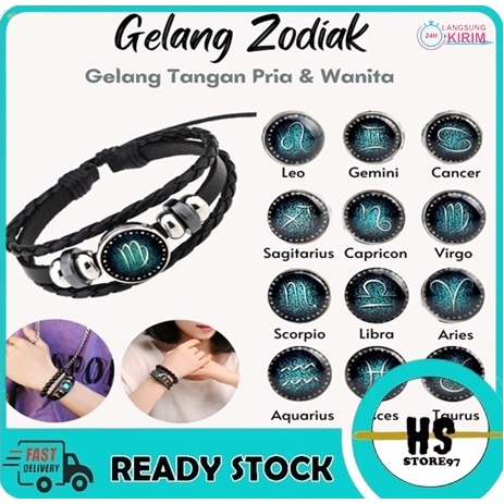 Bisa COD Gelang Tangan Zodiak Pria & Wanita Tangan Wanita Pria kepang Zodiac Fashion Korea Glow