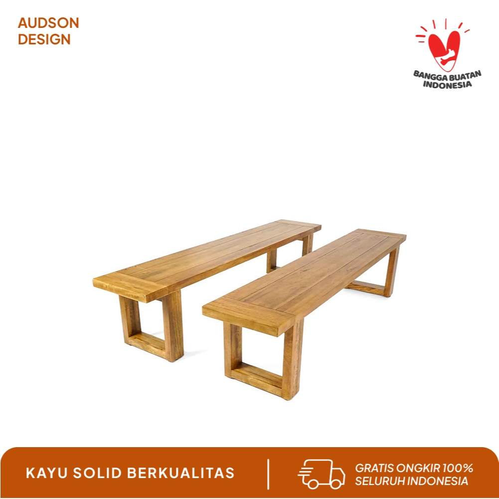 Kursi makan kayu kursi Cafe minimalis panjang kayu mangga solid - Aliana bench