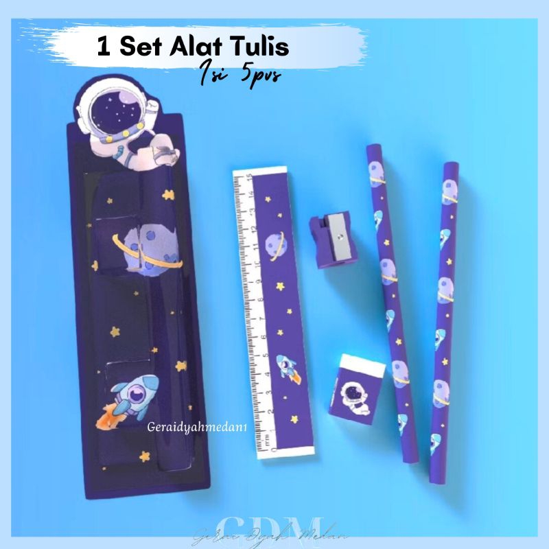 

Set Alat Tulis 5in1 Pensil Penggaris Penghapus
