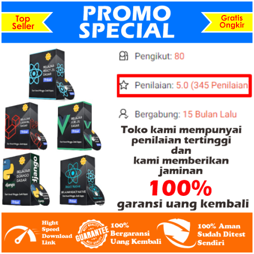 [PROMO BELI 1 GRATIS 1] [ E-COURSE ] Bundling Belajar Pemograman Dengan Framework React Js, React Na