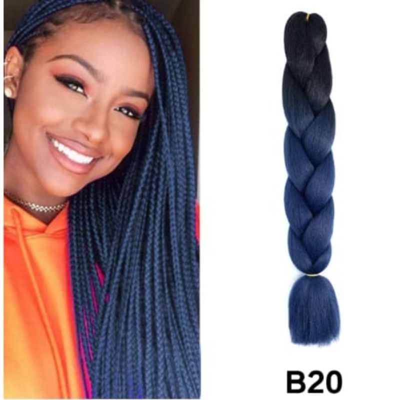 rambut sambung kepang warna hitam panjang 3cm