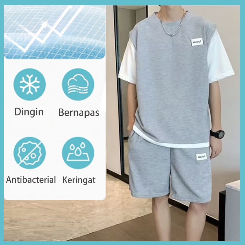 BESTPROMO 3Y BAJU SETELAN PRIA KOREA KAOS BAJU 1 SET PRIA ONE SET PRIA BAJU SATU SET PRIA OUTFIT