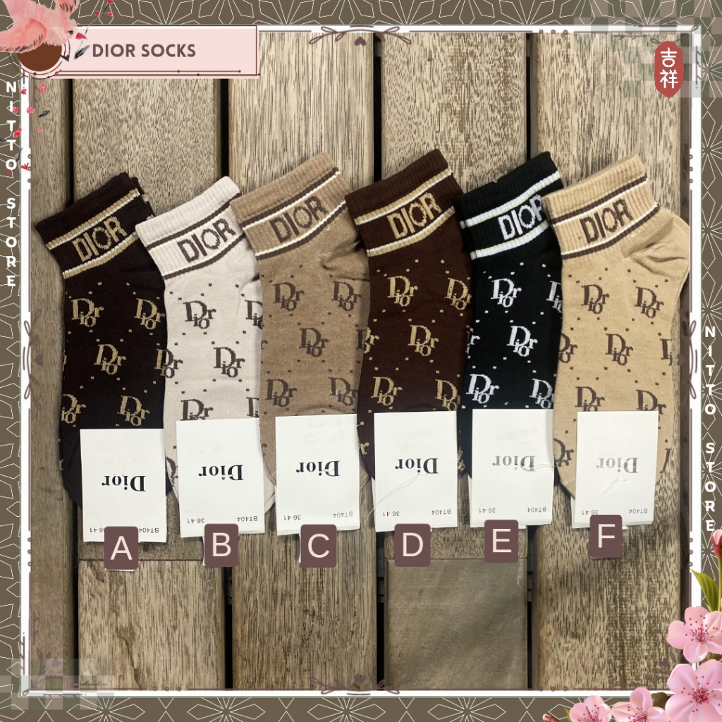 Kaos Kaki Fashion Korea Branded Bermerek Dior  Mata Kaki Import Premium