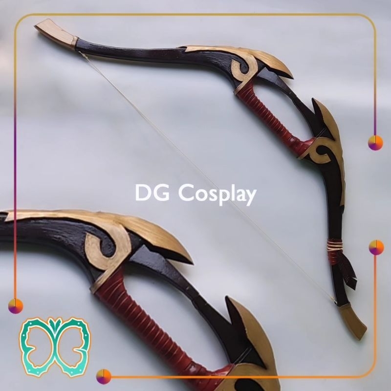 Genshin Impact Properti - Gorou Bow Cosplay - Raven Bow - Mainan Panah Kayu Replika