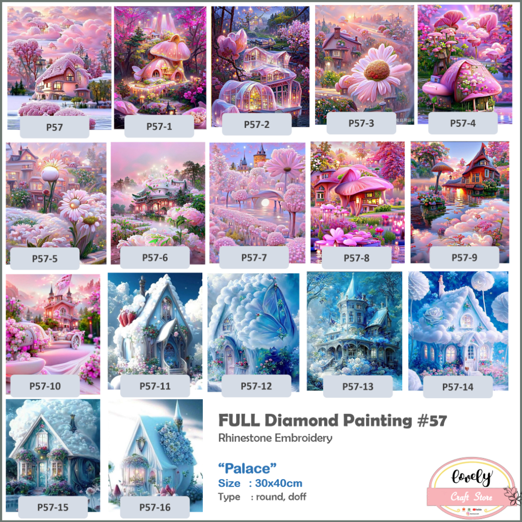 5D Diamond Painting Lukisan Berlian  Sulam Berlian Manik- manik Rhinestone Embroidery "Palace" #57